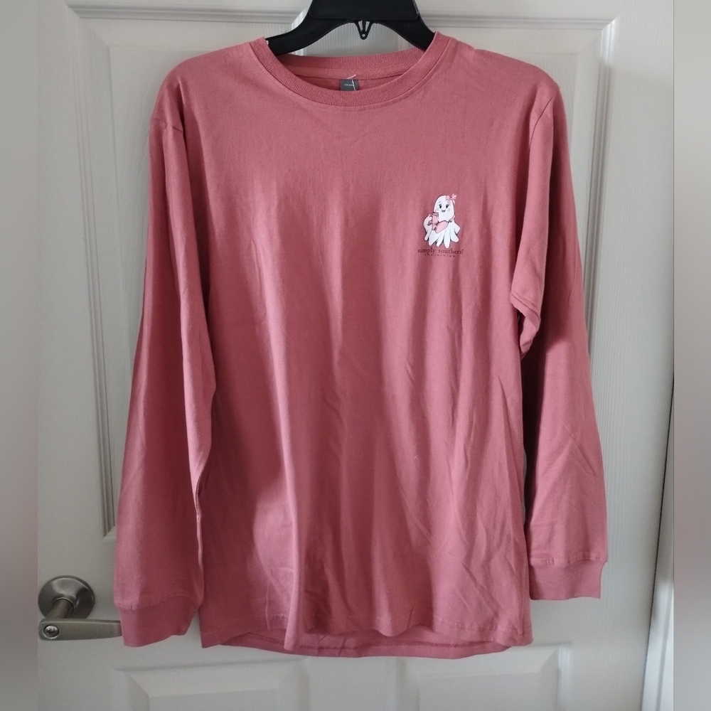 Simply Southern Women's Ghost Stanley Hey Boo Long Sleeve T-shirt Size S NWT - Picture 2 of 6